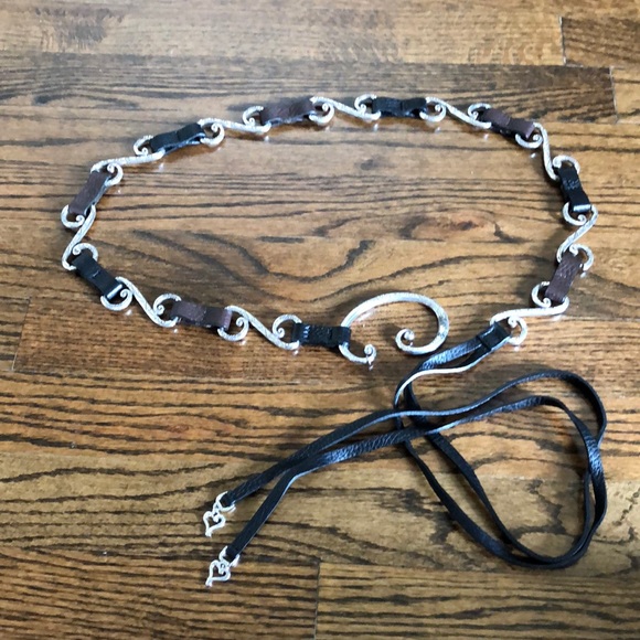 Brighton, Black & Brown Leather and Silver Adjustable Belt! main image 9